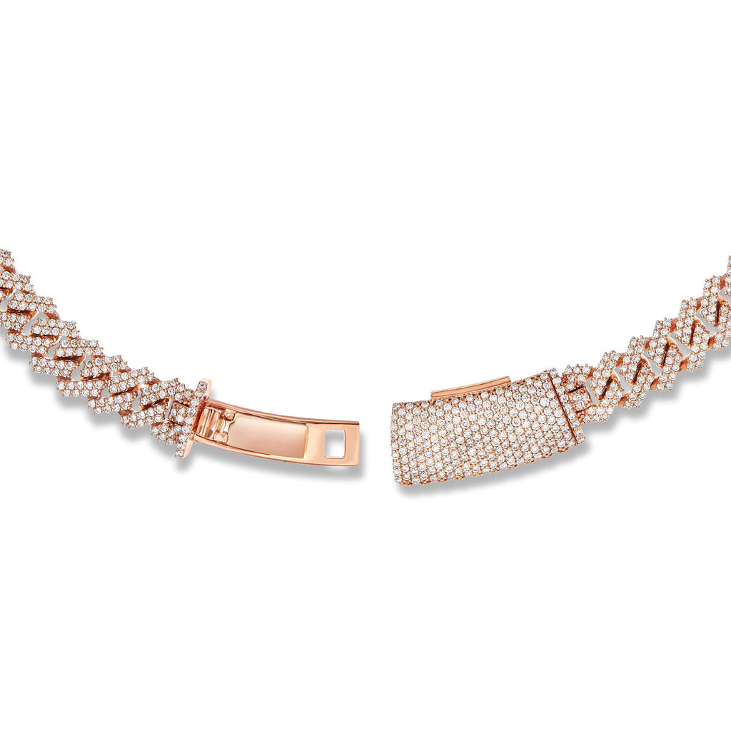 14K Yellow Gold Prongset Diamond Cuban Chain 9.25mm