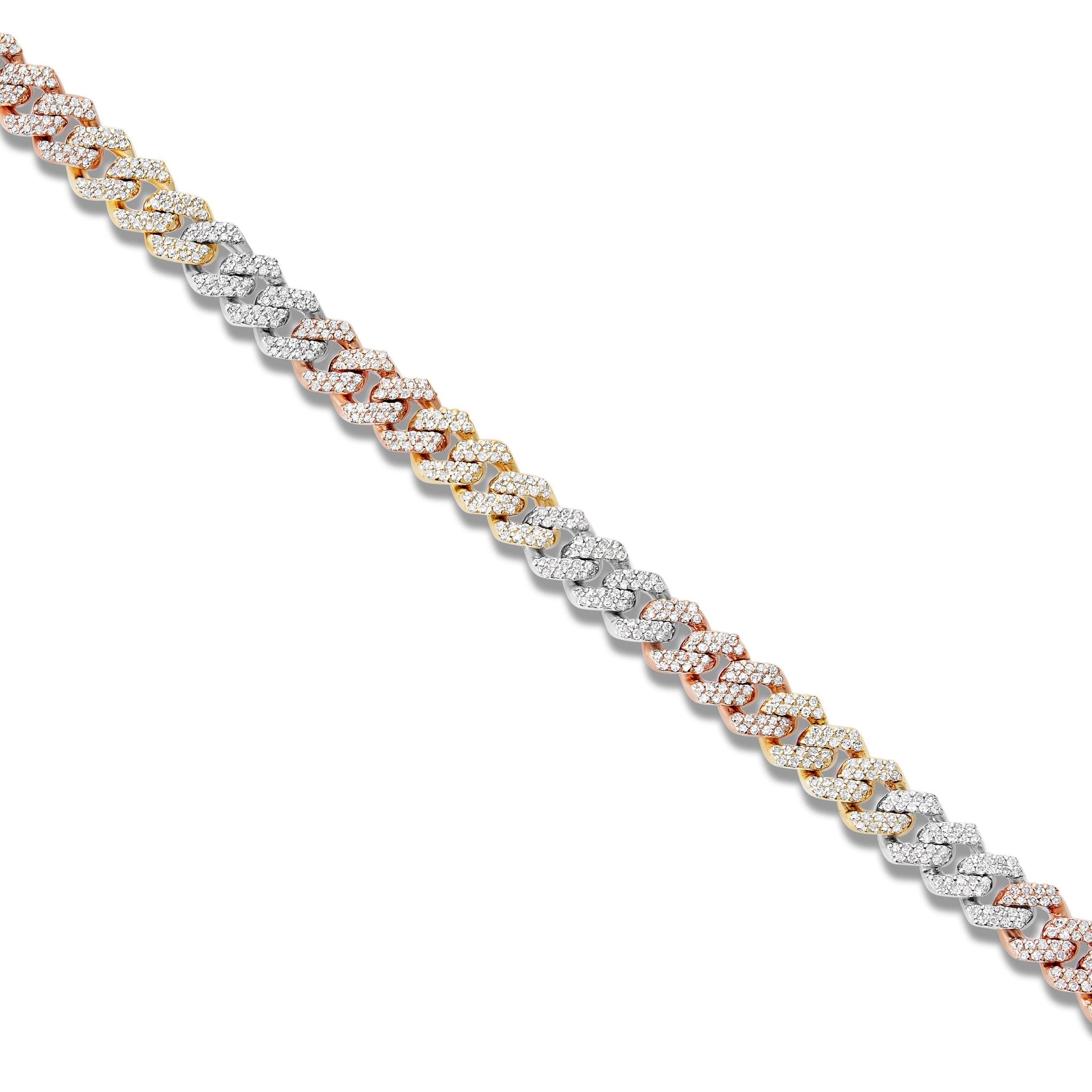 10K Gold Tri-Tone 3.91ctw Diamond Cuban Chain