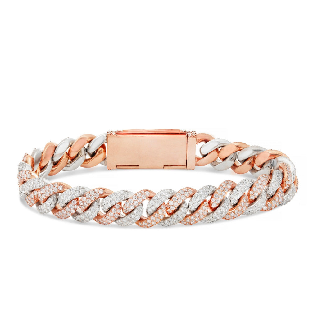10K Gold Two Tone 14.07ct Diamond 12mm Cuban Bracelet