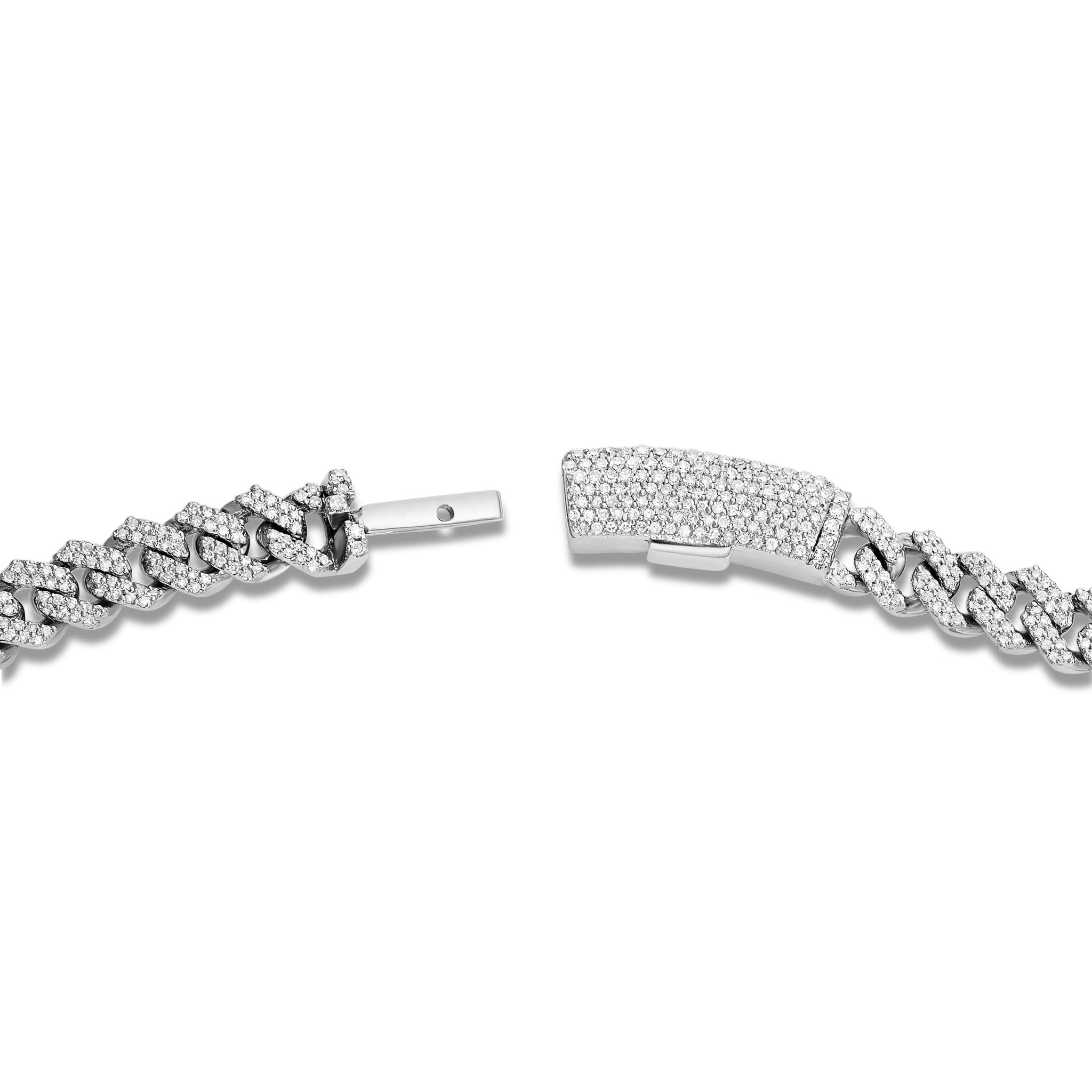 14K Gold Two Tone 4.21ct Diamond Cuban Chain with Heart Motifs