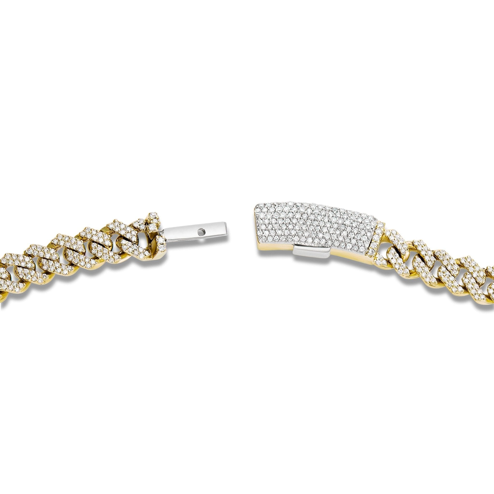 14K Gold Two Tone 4.21ct Diamond Cuban Chain with Heart Motifs