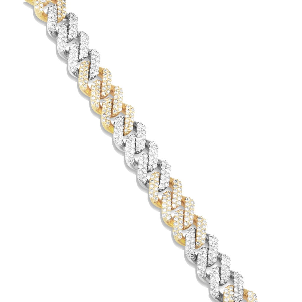 10K Gold Two Tone 5.03ct Diamond 8mm Mini Cuban Bracelet