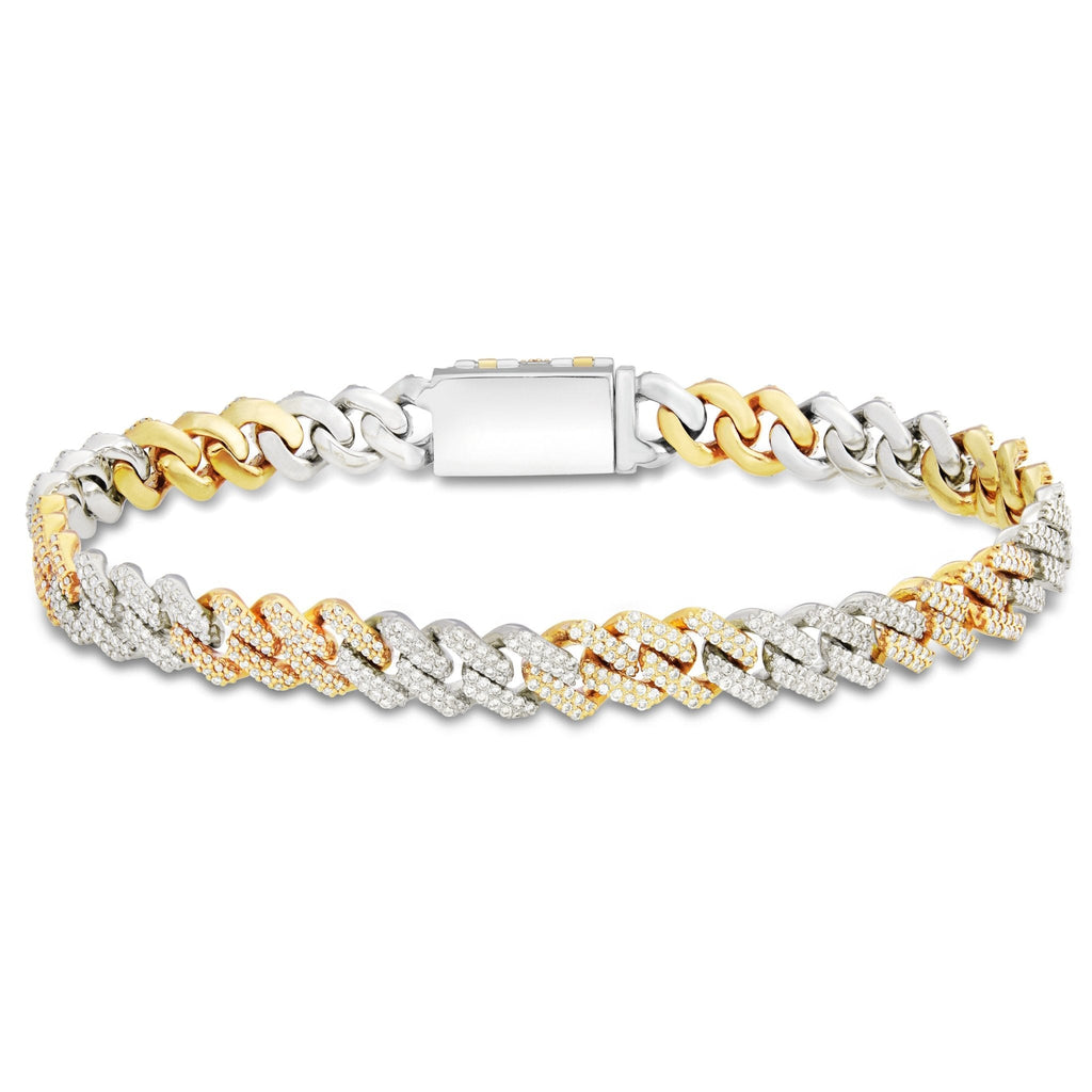 10K Gold Two Tone 5.03ct Diamond 8mm Mini Cuban Bracelet