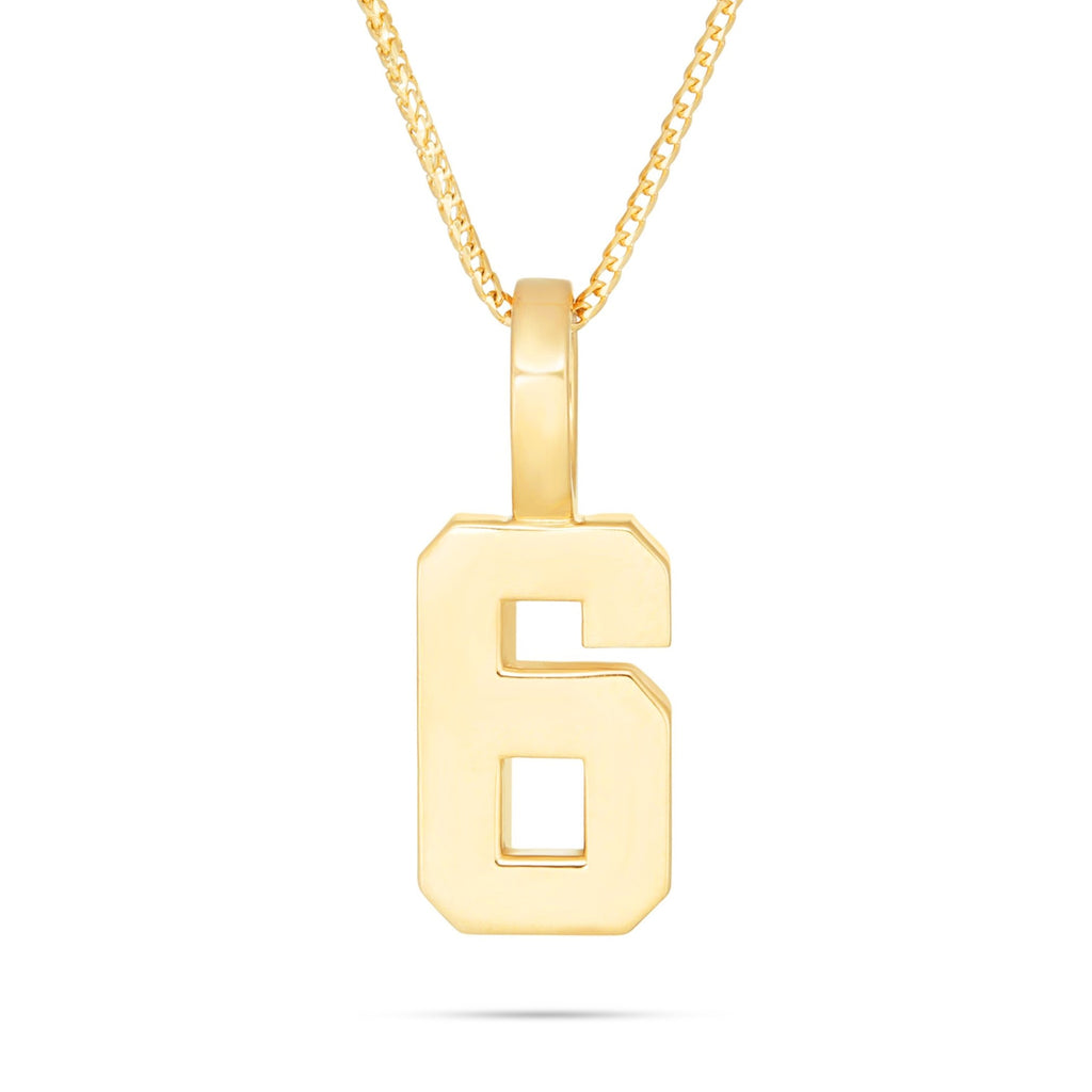 10K Solid Gold Small Varsity Number Pendant