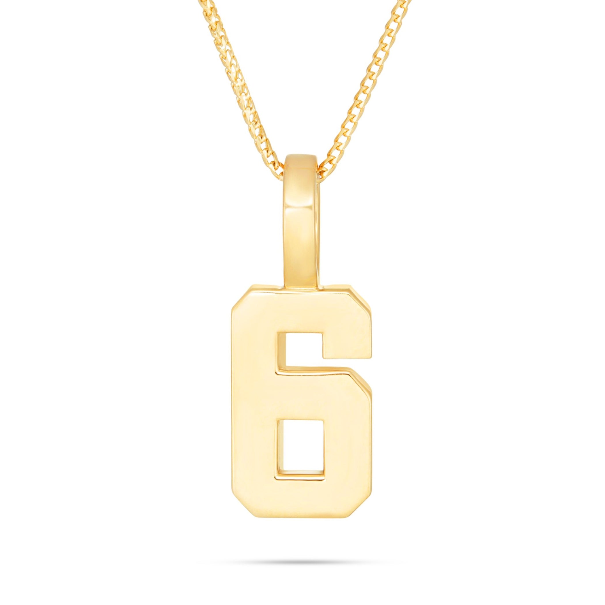 10K Solid Gold Small Varsity Number Pendant