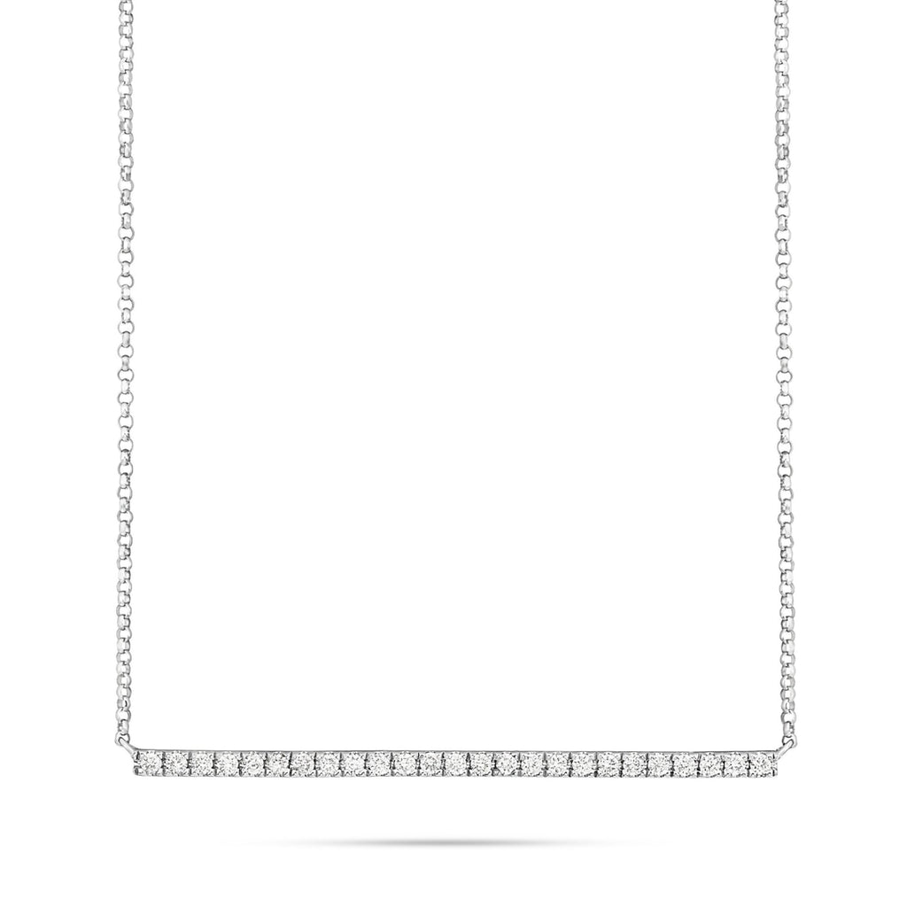 18K White Gold 0.29ct Diamond Bar Necklace