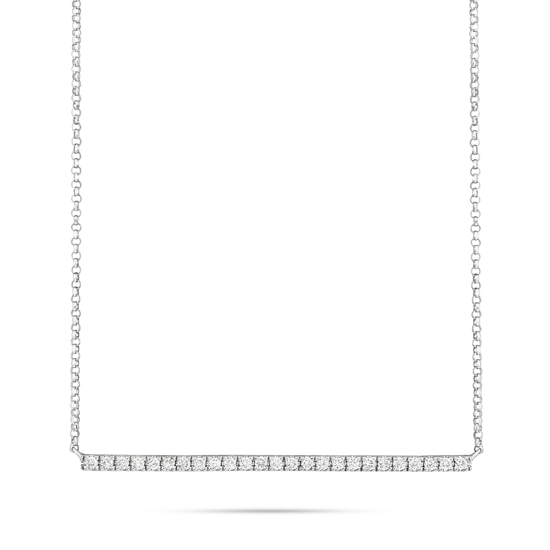 18K White Gold 0.29ct Diamond Bar Necklace