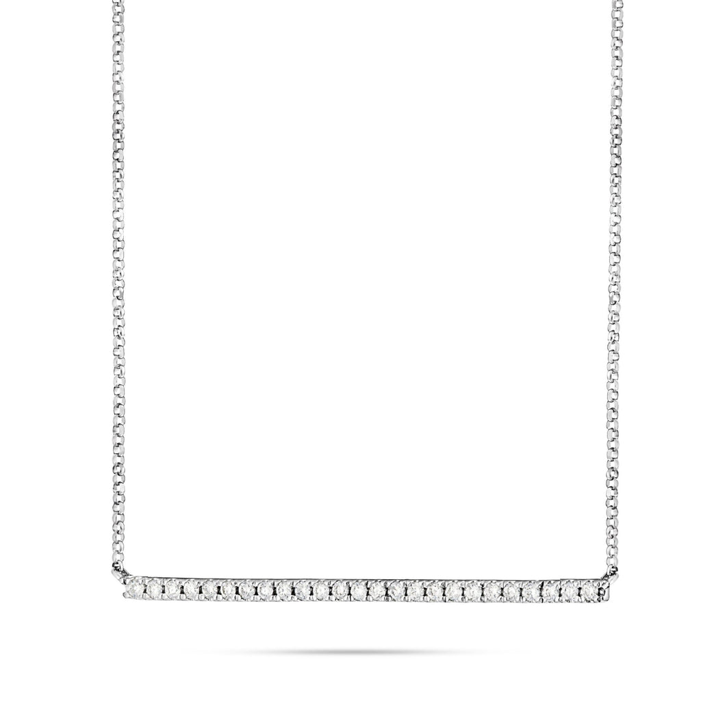 18K White Gold 0.29ct Diamond Bar Necklace