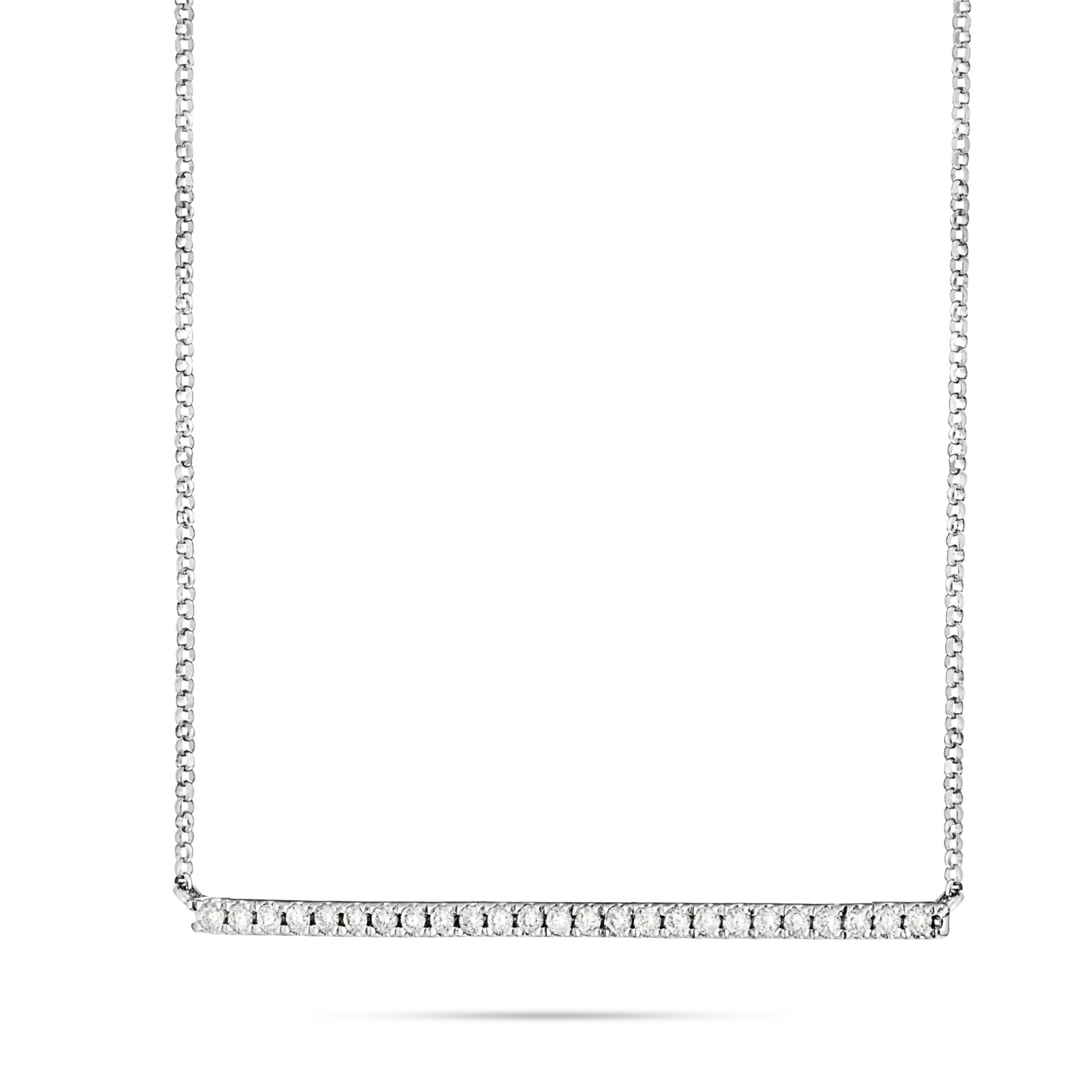 18K White Gold 0.29ct Diamond Bar Necklace
