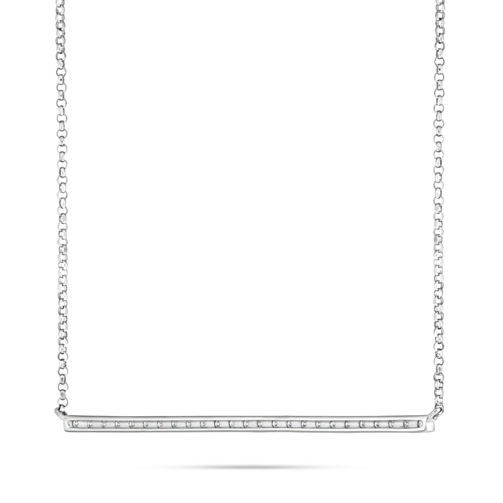 18K White Gold 0.29ct Diamond Bar Necklace