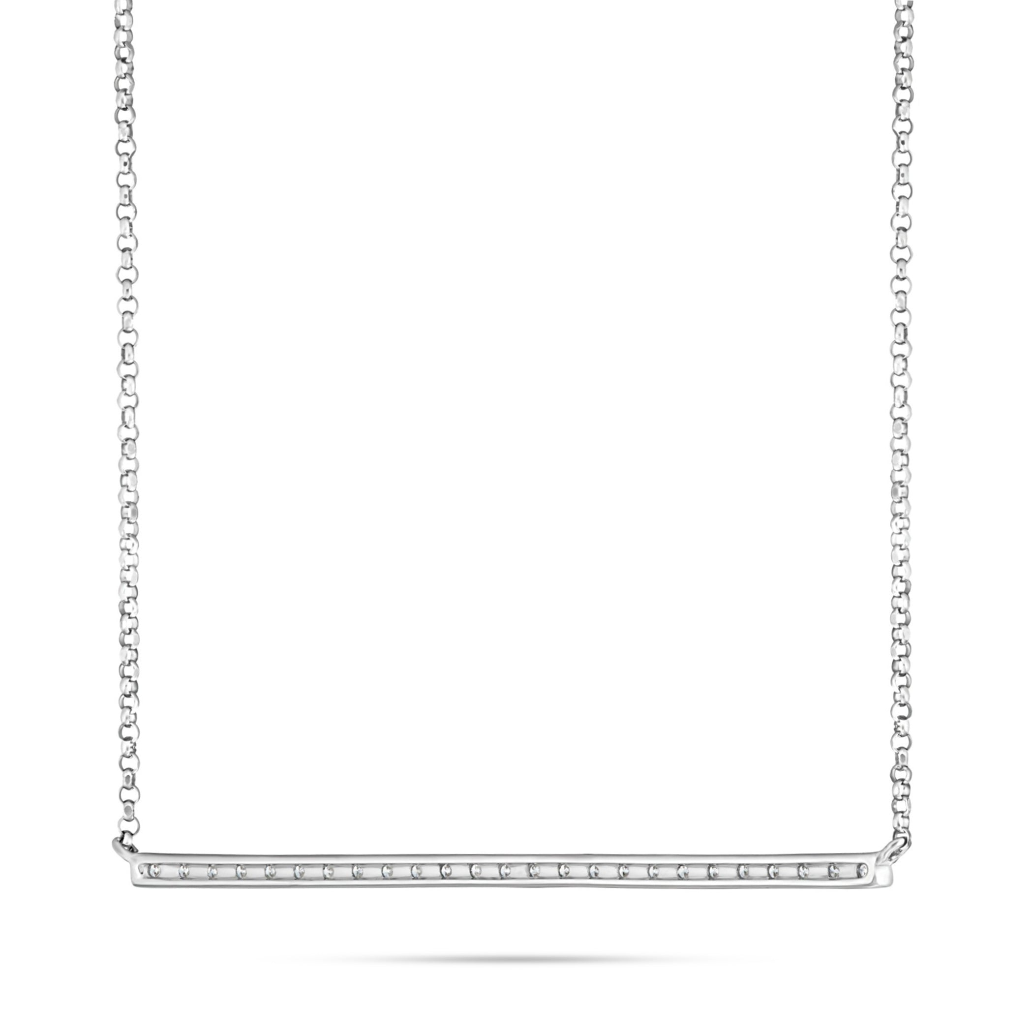 18K White Gold 0.29ct Diamond Bar Necklace