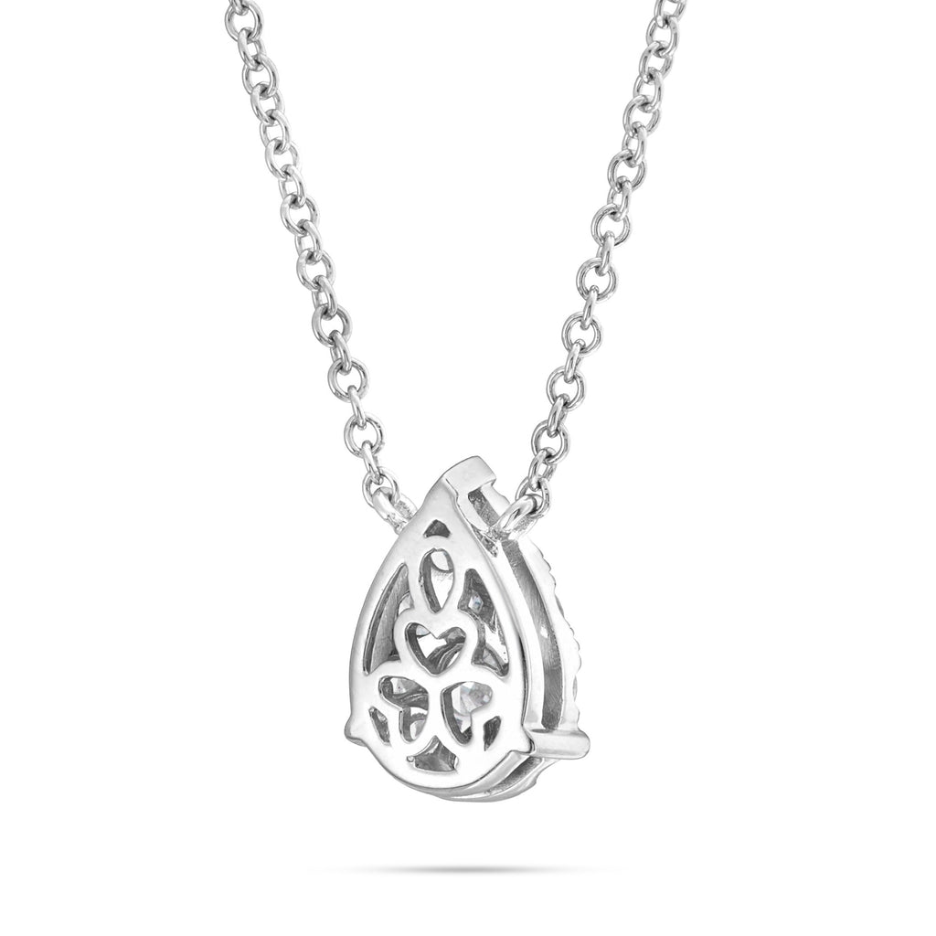 18K White Gold 0.39ct Diamond Tear Drop Necklace
