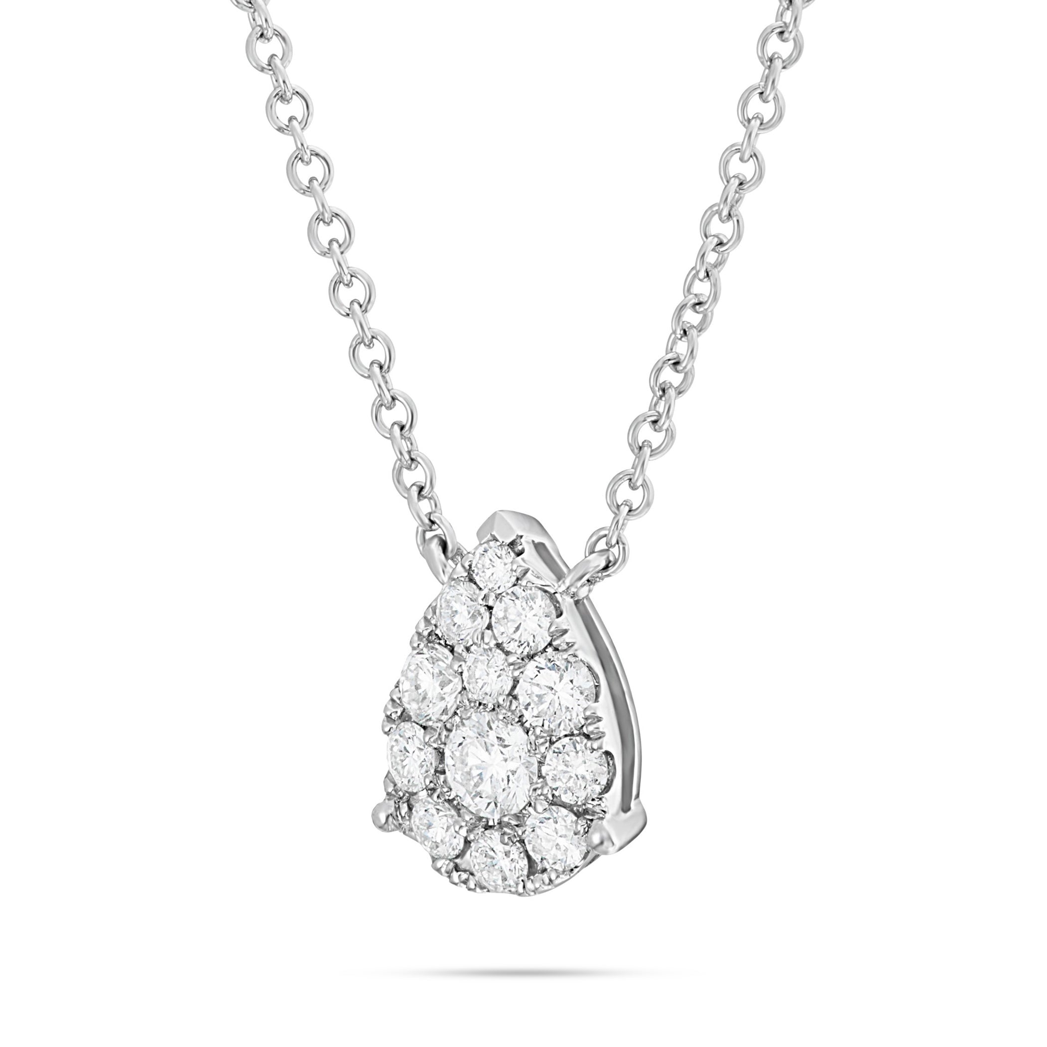 18K White Gold 0.39ct Diamond Tear Drop Necklace