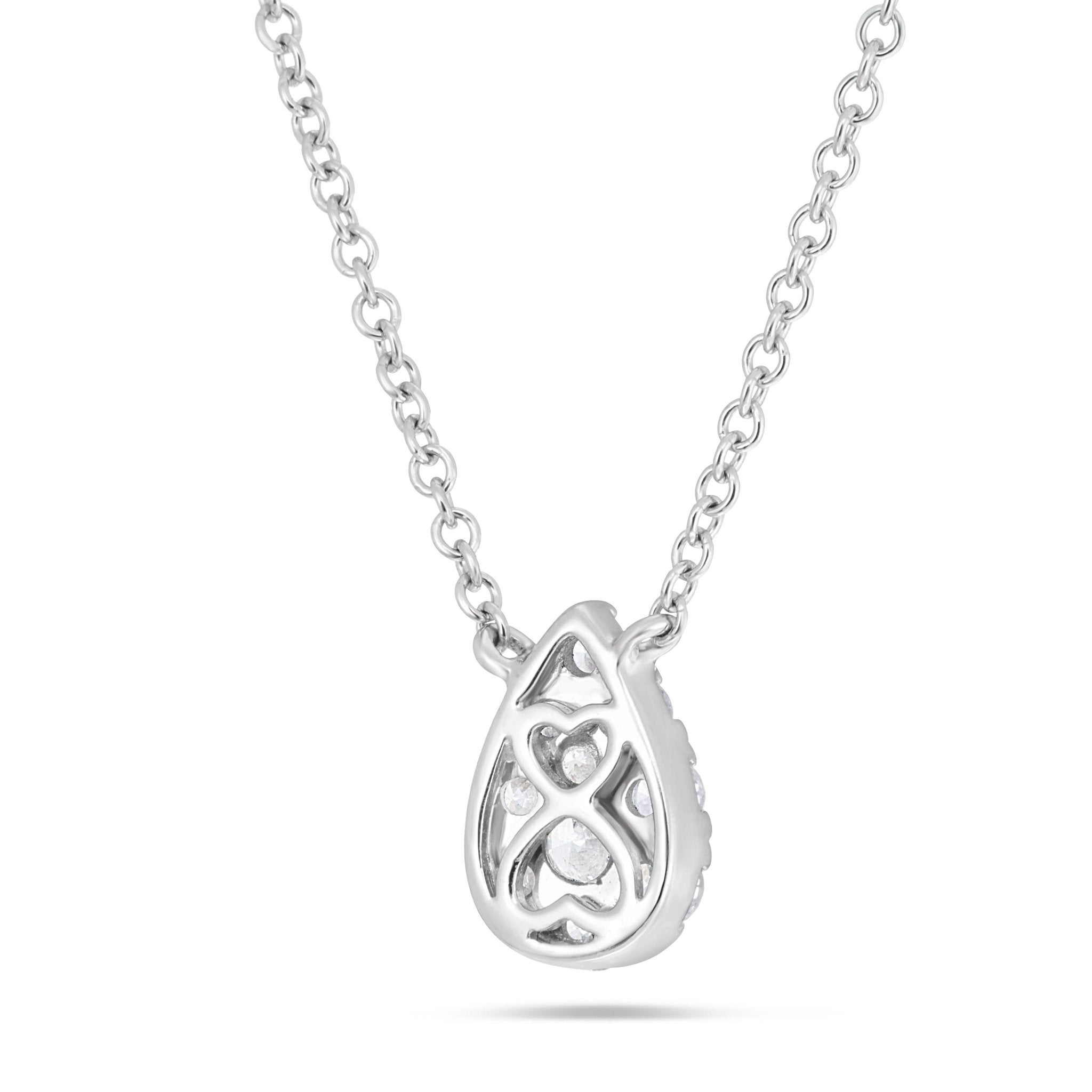 18K White Gold 0.34ct Diamond Tear Drop Necklace