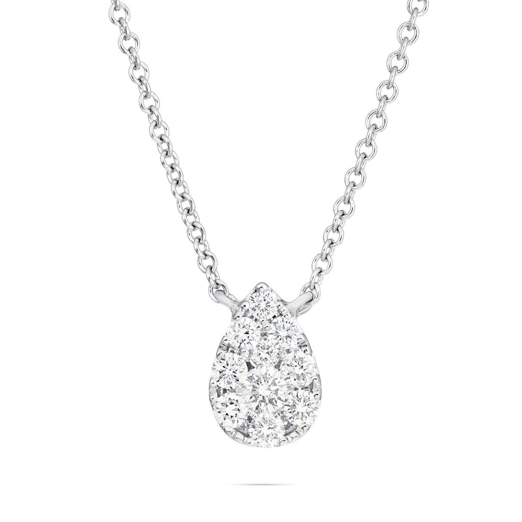18K White Gold 0.34ct Diamond Tear Drop Necklace