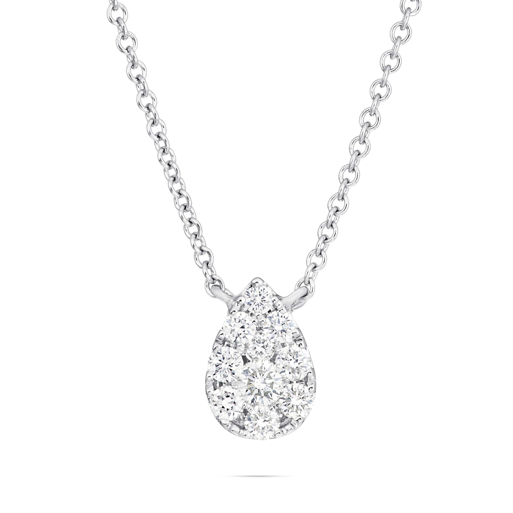18K White Gold 0.34ct Diamond Tear Drop Necklace