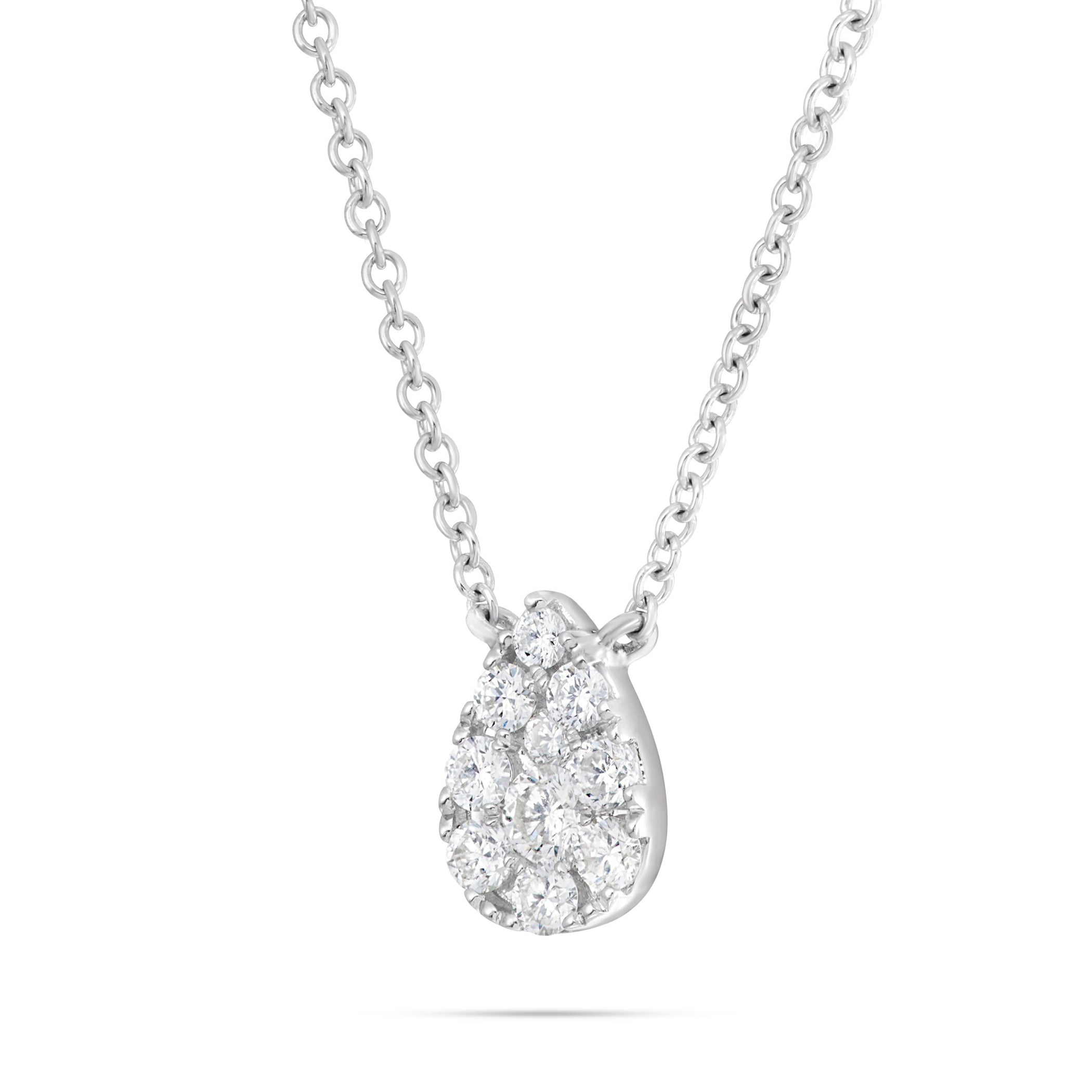 18K White Gold 0.34ct Diamond Tear Drop Necklace